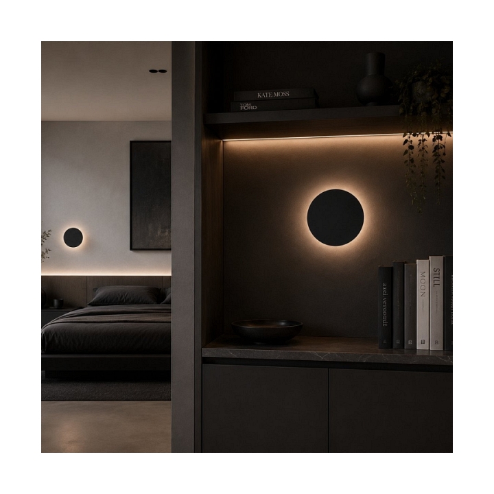 Lampa ścienna NYX 25 cm - LED okrągła, metalowa, czarna - Step Into Design