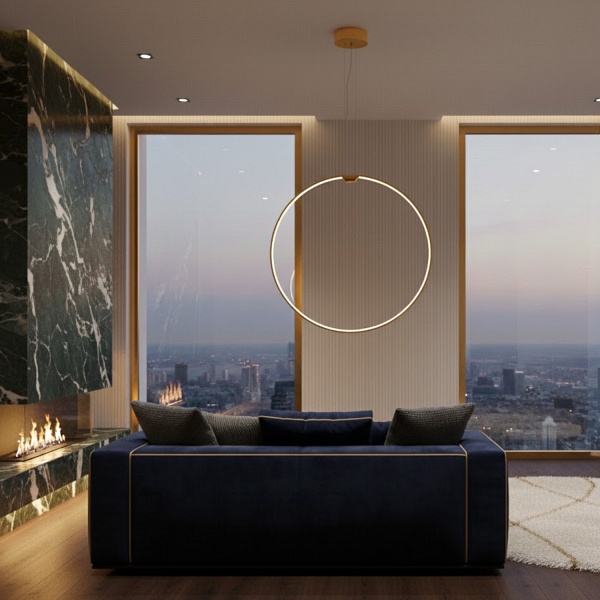 Lampa wisząca ACIRCULO 60 cm - zloty ring LED Step Into Design