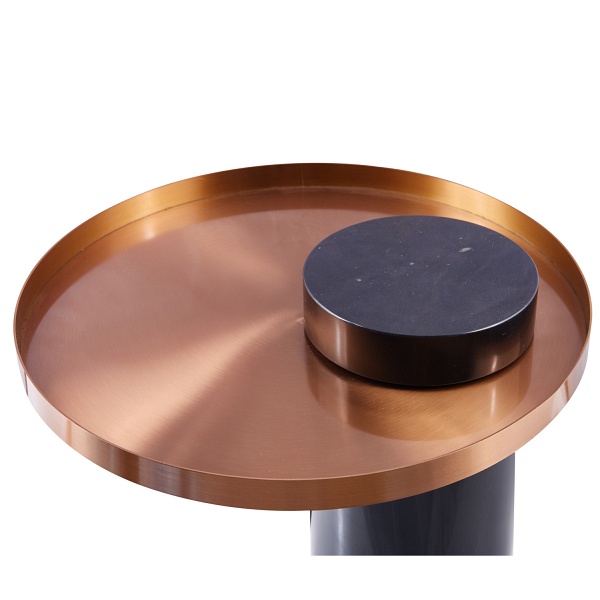 Stolik kawowy COLUMN marmurowy czarno miedziany 55 cm Step Into Design