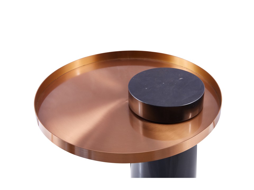 Stolik kawowy COLUMN marmurowy czarno miedziany 55 cm Step Into Design