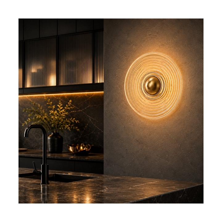 Lampa ścienna HELIOS 30 cm bursztynowo złota - Step Into Design