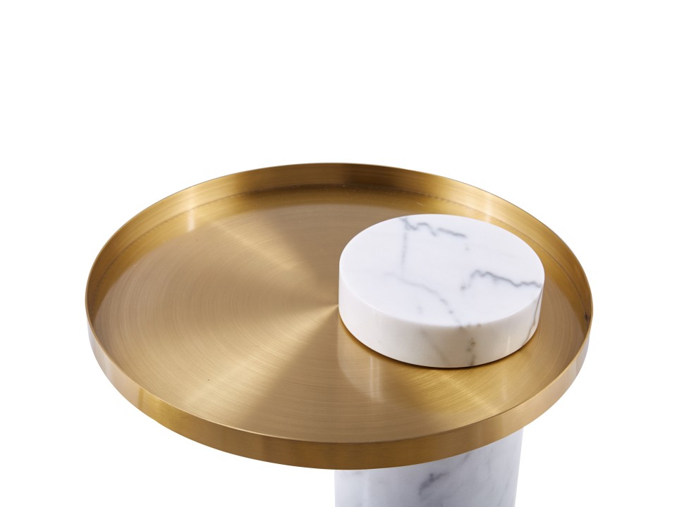 Stolik kawowy COLUMN marmurowy biało złoty 55 cm Step Into Design