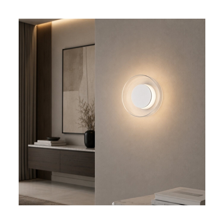 Lampa ścienna DONUT 18 – LED, szkło transparentne, biały środek - Step Into Design