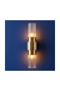 Lampa ścienna GLOW 46 cm - kinkiet złoty, szkło ryflowane - Step Into Design