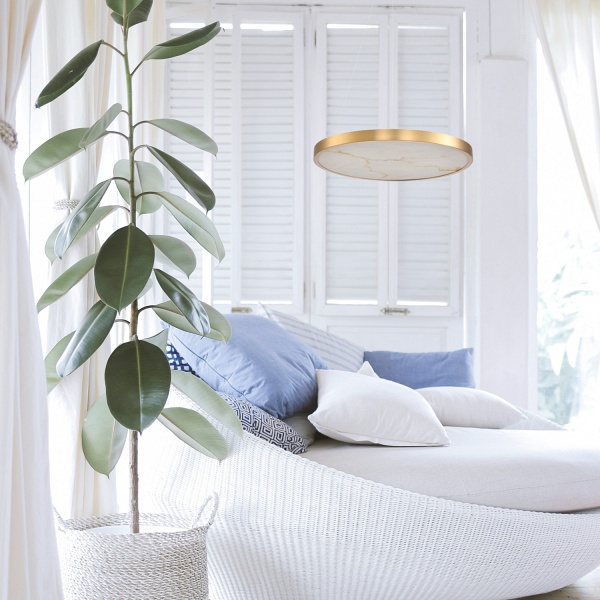 Lampa wisząca ALCHEMY 60 cm - LED, złoty alabaster Step Into Design