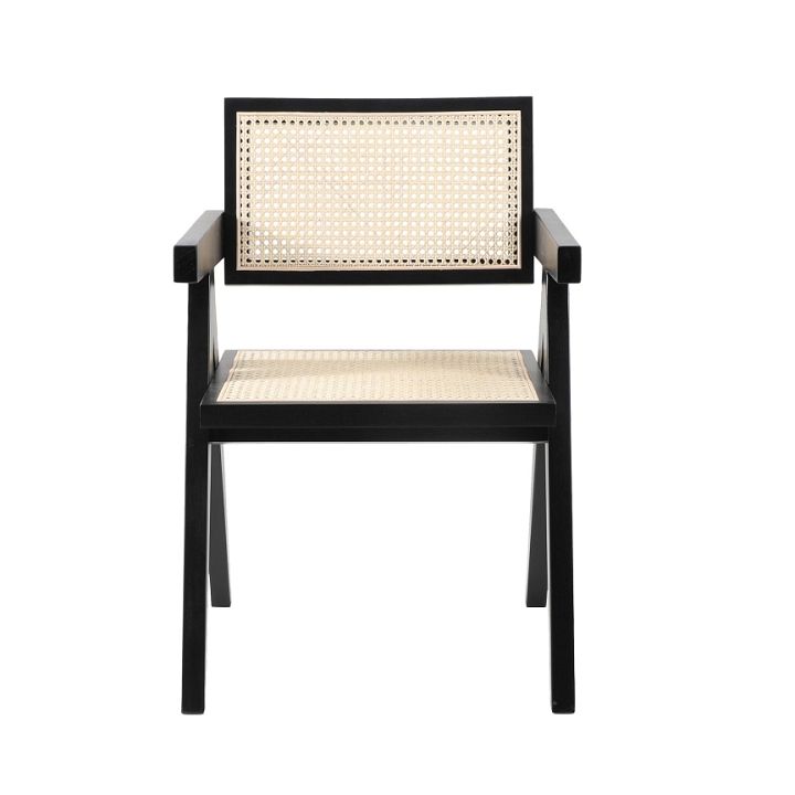 Krzesło BOHO drewniane w kolorze czarnym z podłokietnikami - Step Into Design