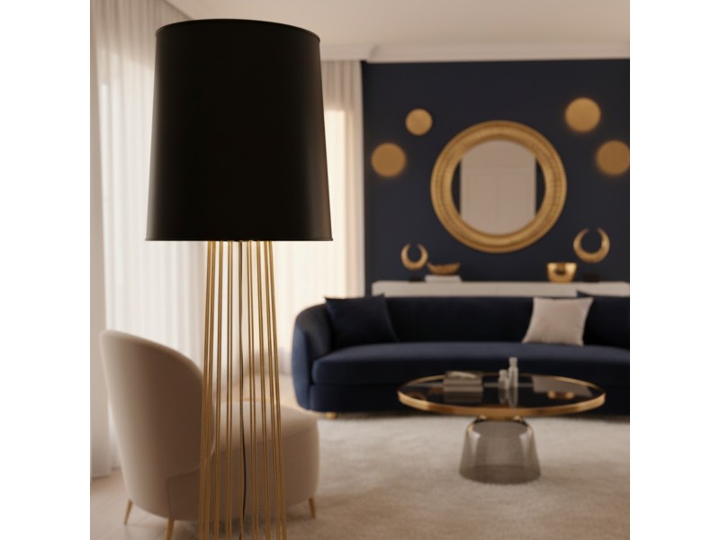 Lampa podłogowa FILO-2 czarno-złota, metalowa, E27, 156 cm Step Into Design