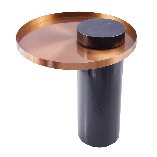 Stolik kawowy COLUMN marmurowy czarno miedziany 55 cm Step Into Design