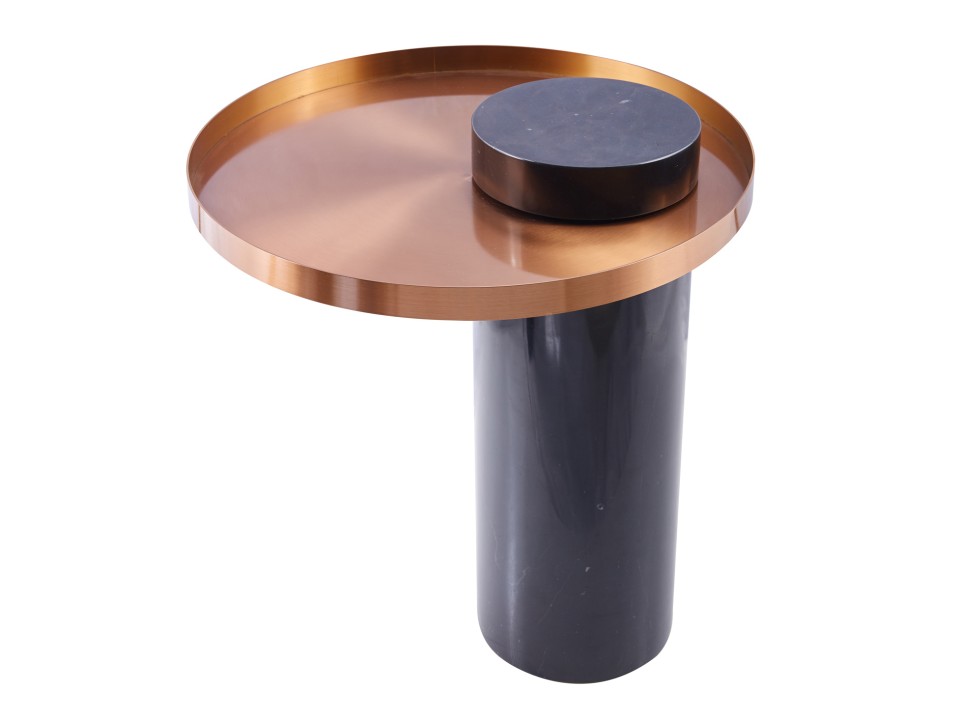 Stolik kawowy COLUMN marmurowy czarno miedziany 55 cm Step Into Design