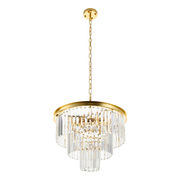 Lampa wisząca SPLENDORE 50 cm - żyrandol złoto-kryształowy Step Into Design