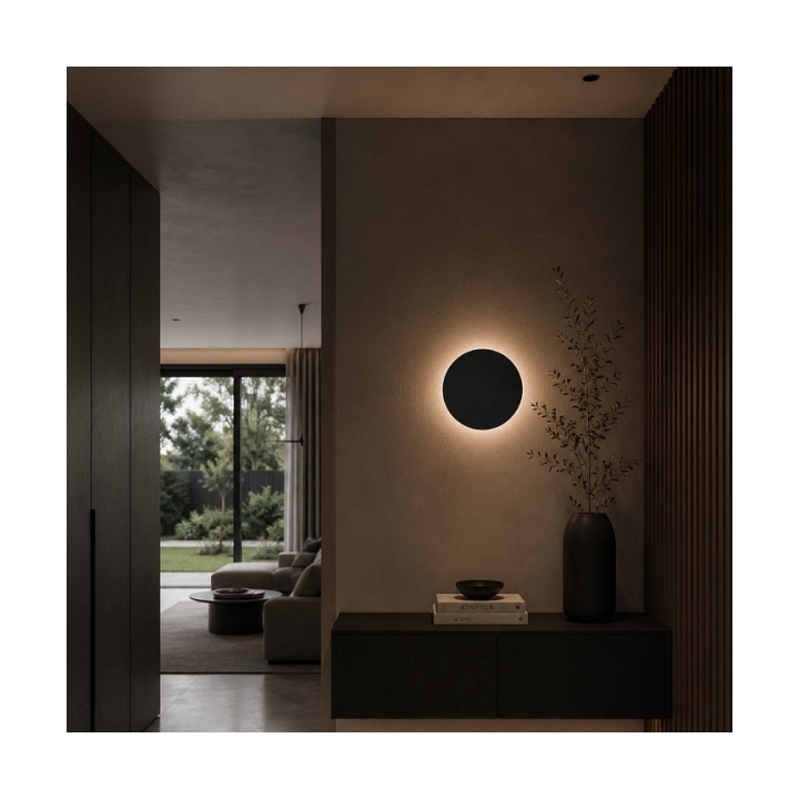 Lampa ścienna NYX 20 cm - LED okrągła, metalowa, czarna - Step Into Design