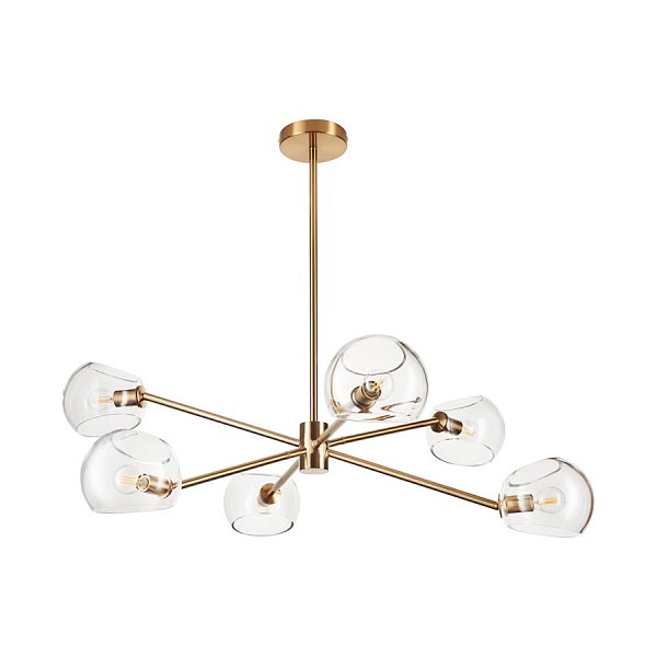 Lampa wisząca COSMIC-6 75 cm - złoty stelaż, transparentne klosze Step Into Design