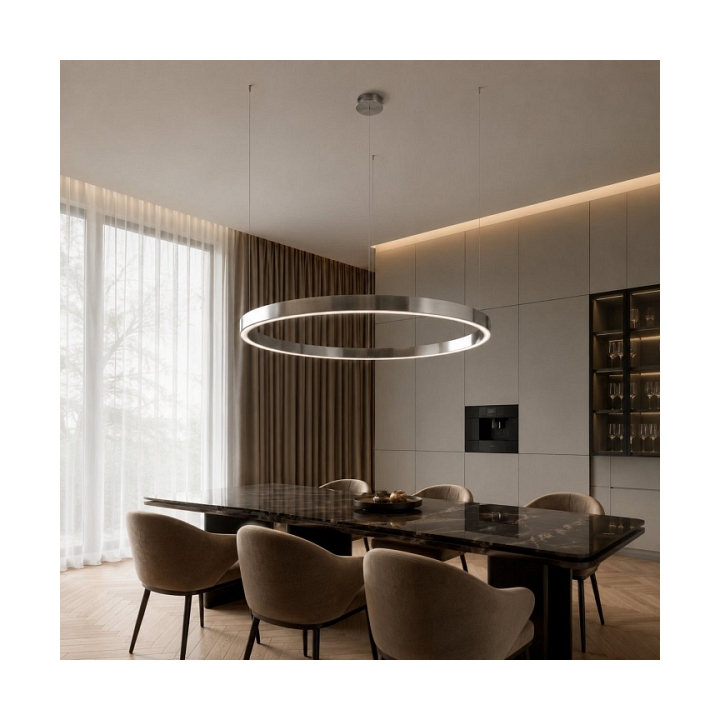 Lampa wisząca CIRCLE 100 cm - LED, ring nikiel szczotkowany - Step Into Design