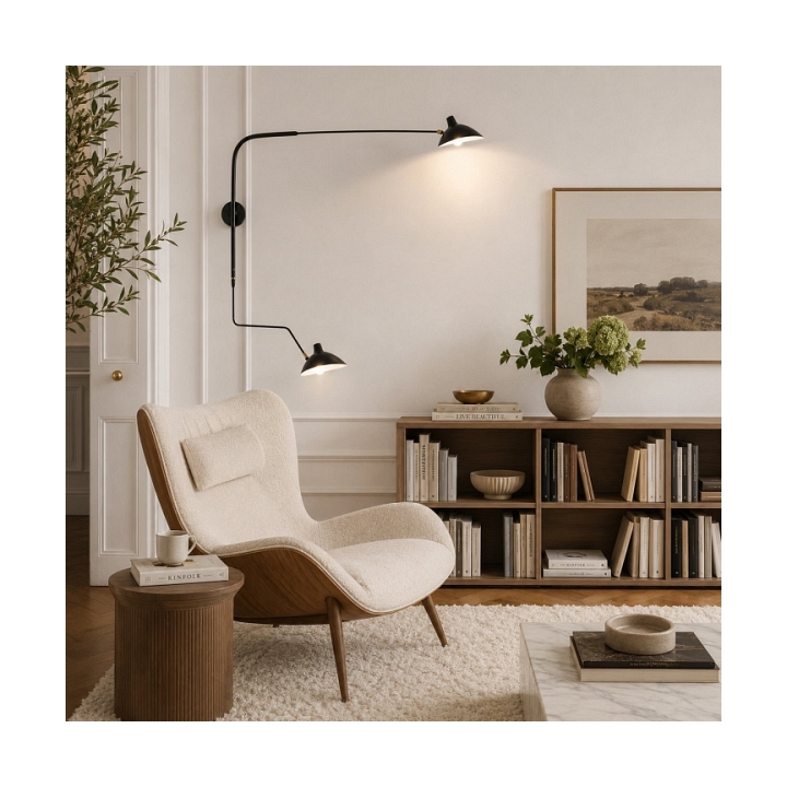 Lampa ścienna CRANE-2W S, 110 cm -czarny - Step Into Design