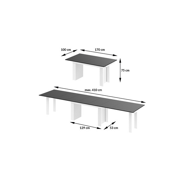 Stół rozkłady MAGRO 170 - Wariant Kolorystyczny: Szaro-biały Mat - Hubertus