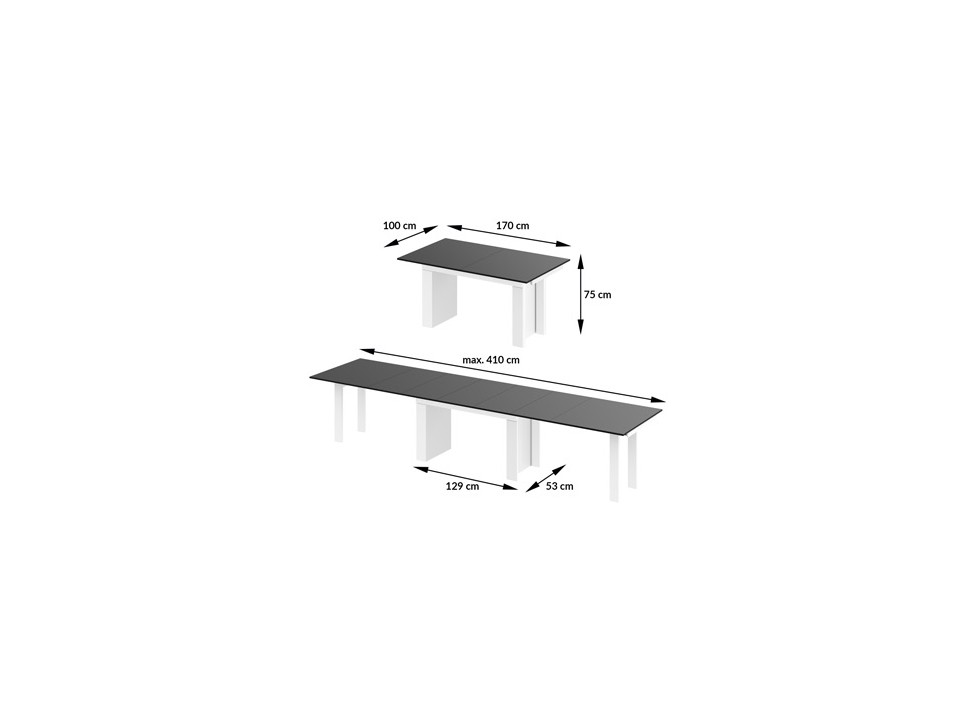 Stół rozkłady MAGRO 170 - Wariant Kolorystyczny: Marble White HG+Biały HG - Hubertus