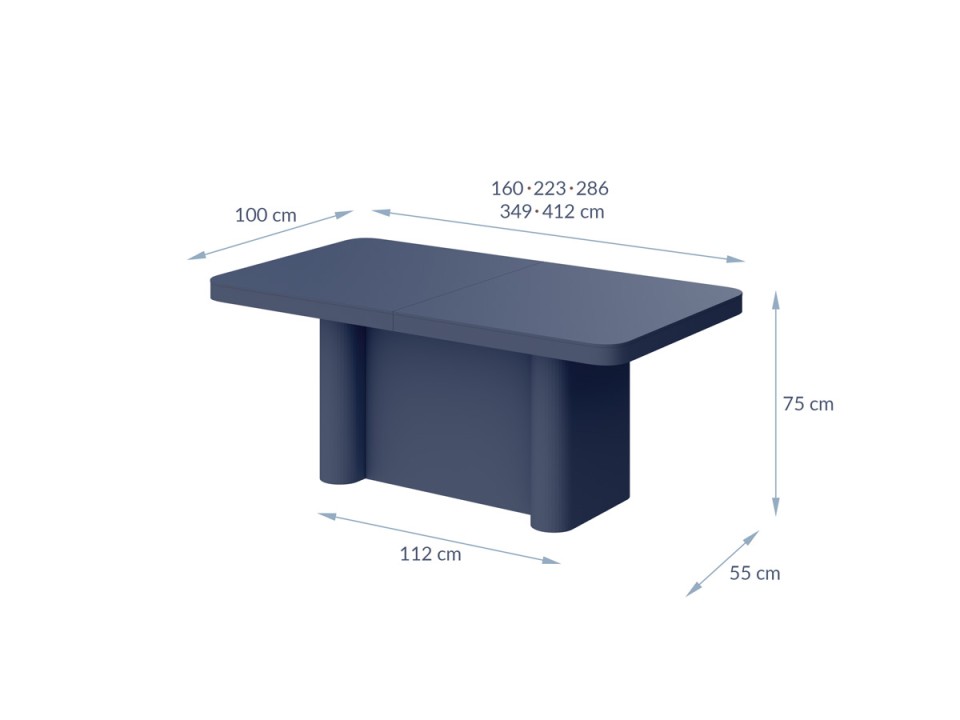 Stół rozkładany PORTOFINO - Wariant Kolorystyczny: Niebieski MAT - Hubertus