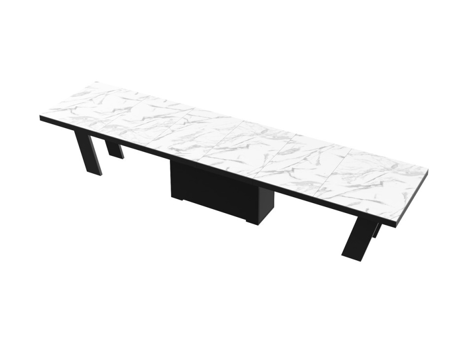 Stół rozkładany Grande 160 - 412 cm Marble White ( marmur / czarny )