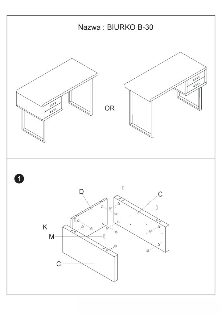 Instrukcja montażu biurka B30