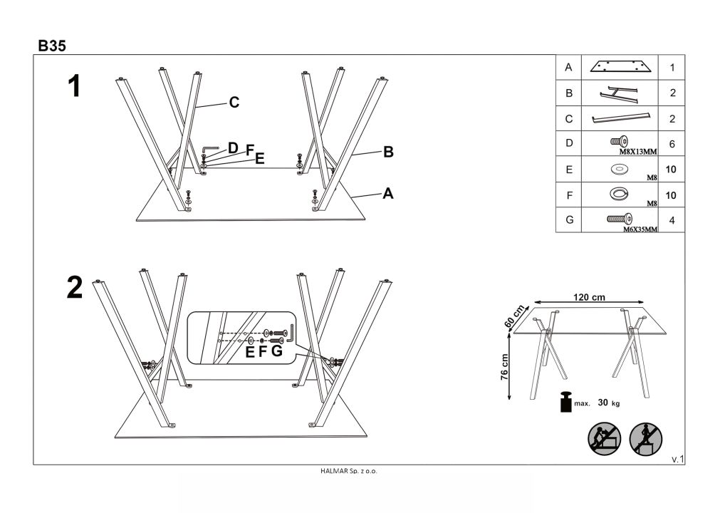 Instrukcja montażu biurka B35