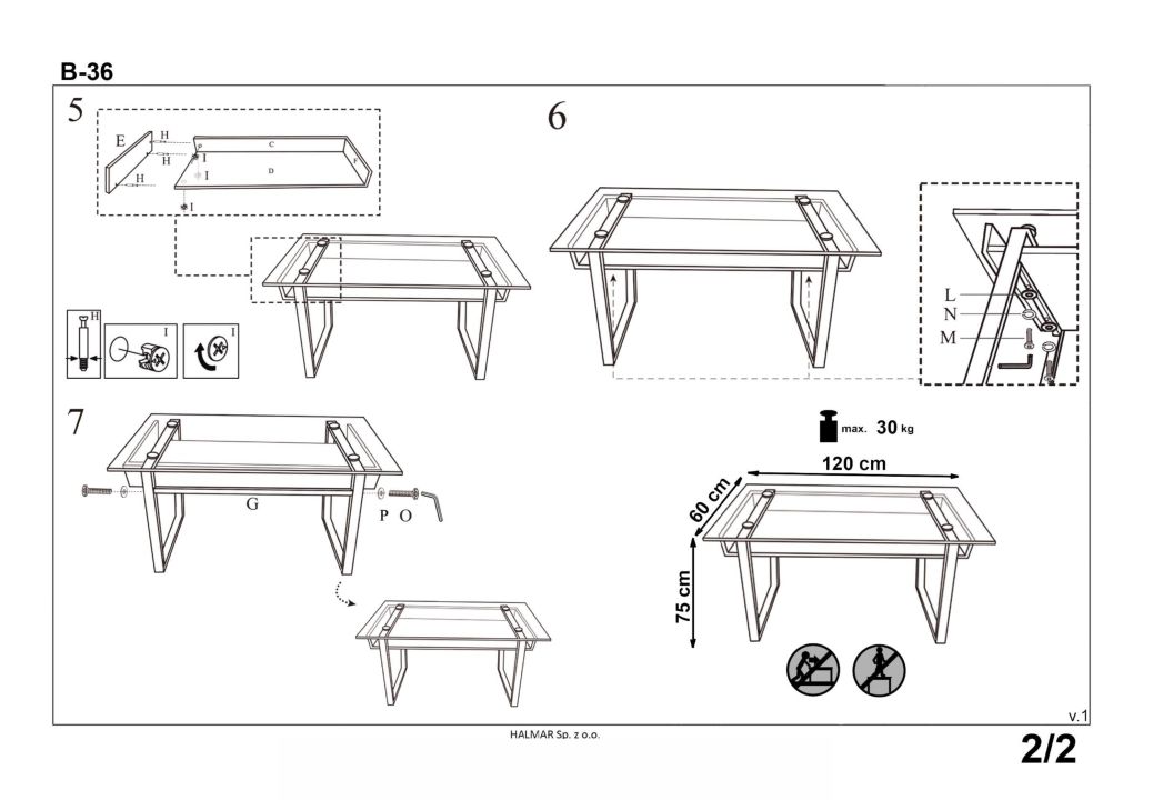 Instrukcja montażu biurka B36