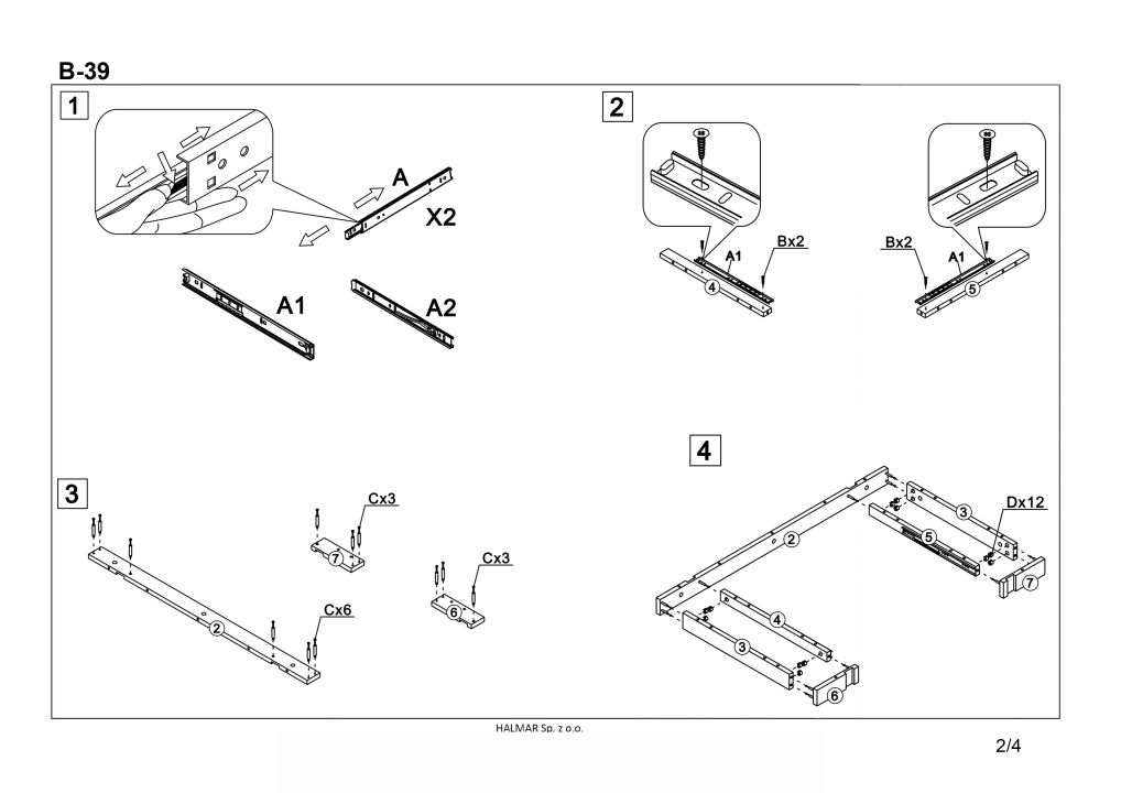 Instrukcja montażu biurka B39