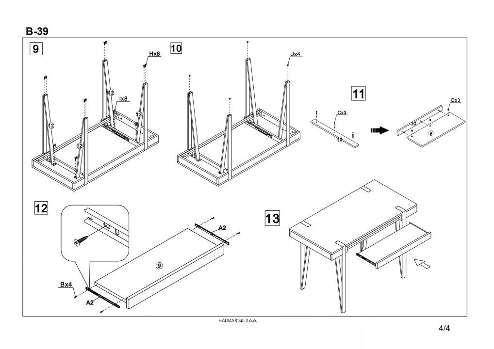 Instrukcja montażu biurka B39