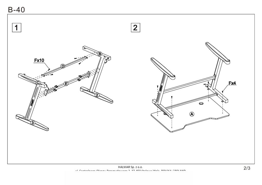 Instrukcja montażu biurka B40