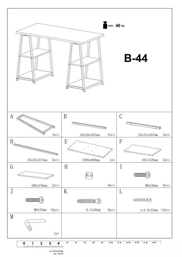 Instrukcja montażu biurka B44