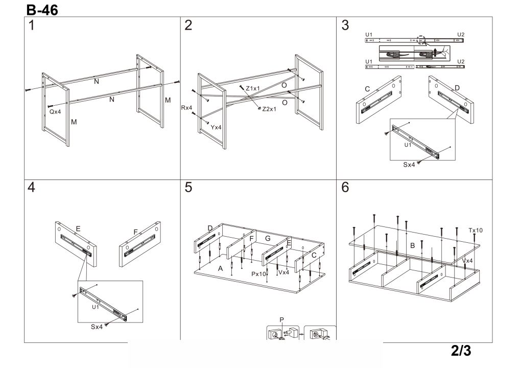 Instrukcja montażu biurka B46