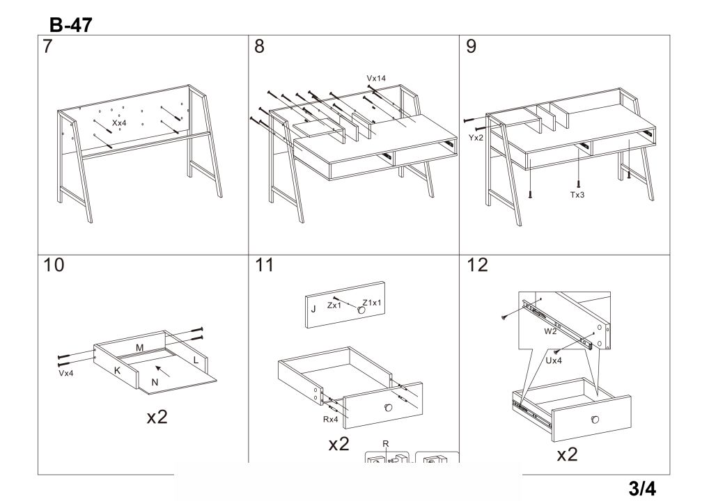 Instrukcja montażu biurka B47