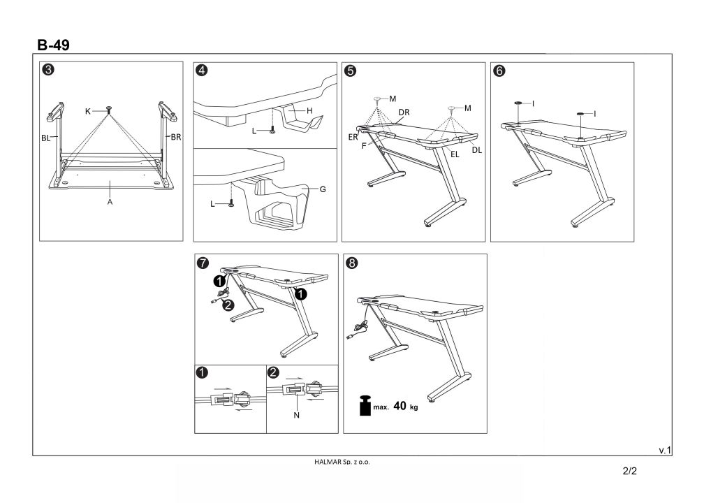 Instrukcja montażu biurka B49