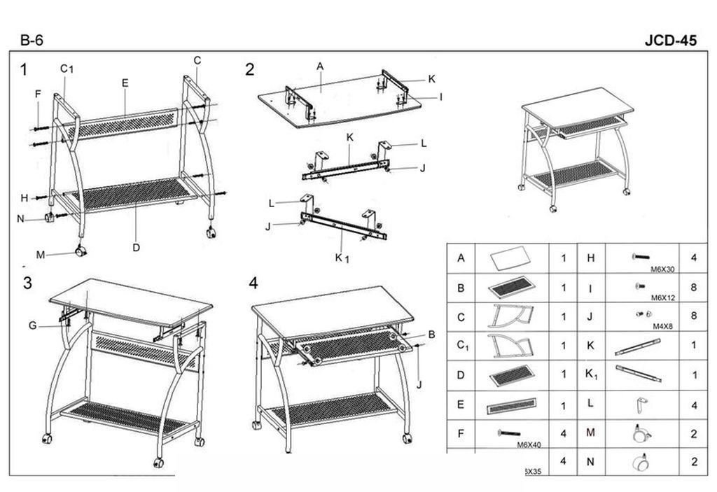 Instrukcja montażu biurka B6