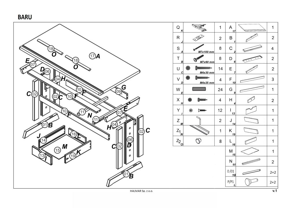 Instrukcja montażu biurka Baru