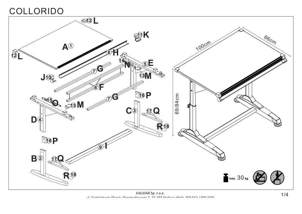 Instrukcja montażu biurka Collorido