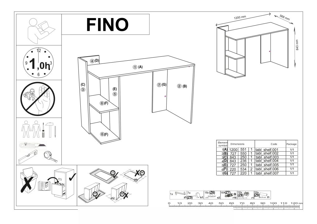 Instrukcja montażu biurka Fino