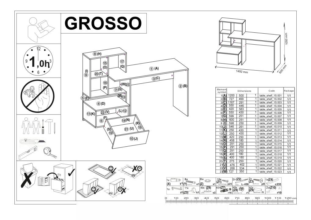 Instrukcja montażu biurka Grosso