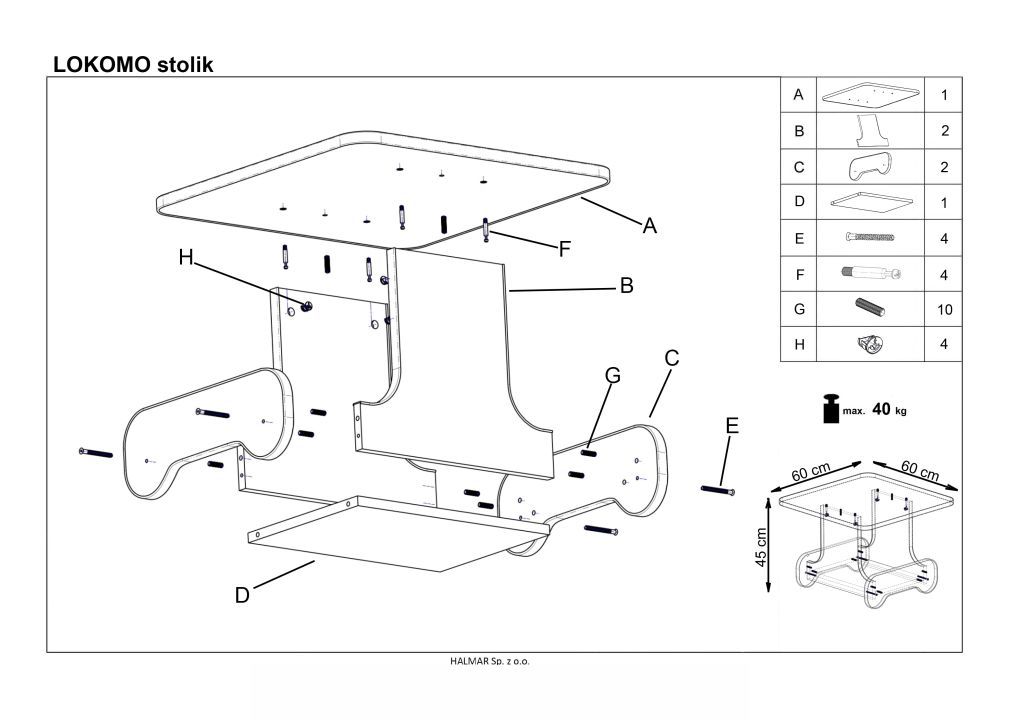 Instrukcja montażu biurka Lokomo