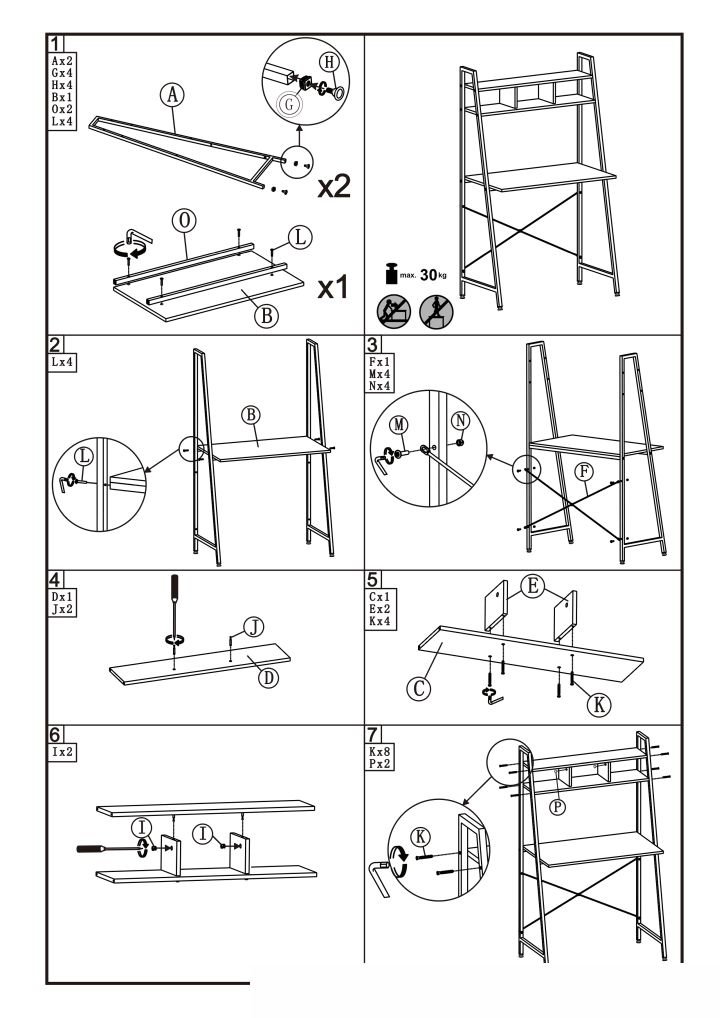 Instrukcja montażu biurka Narvik B1