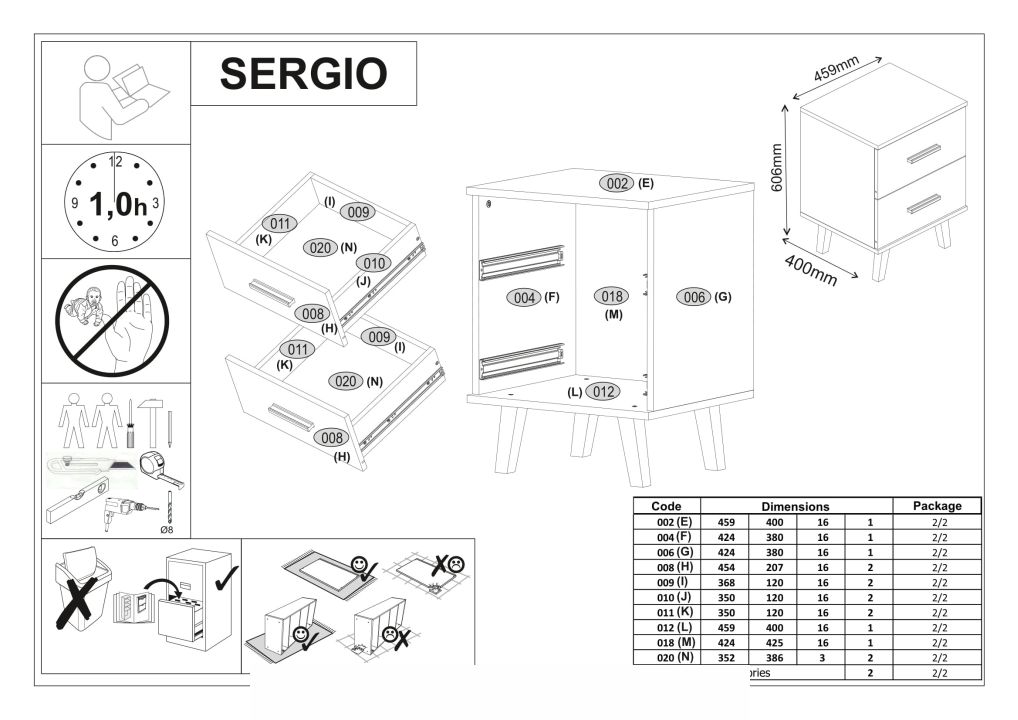 Instrukcja montażu biurka Sergio