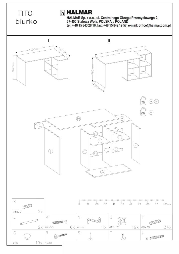 Instrukcja montażu biurka Tito