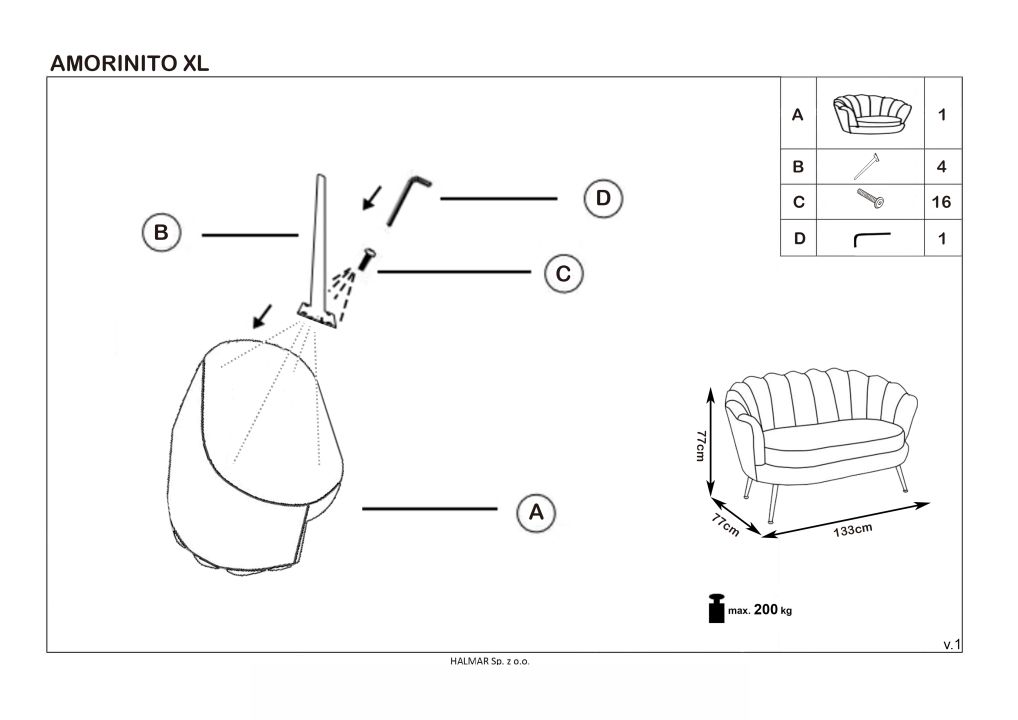 Instrukcja montażu fotela Amorinito Xl
