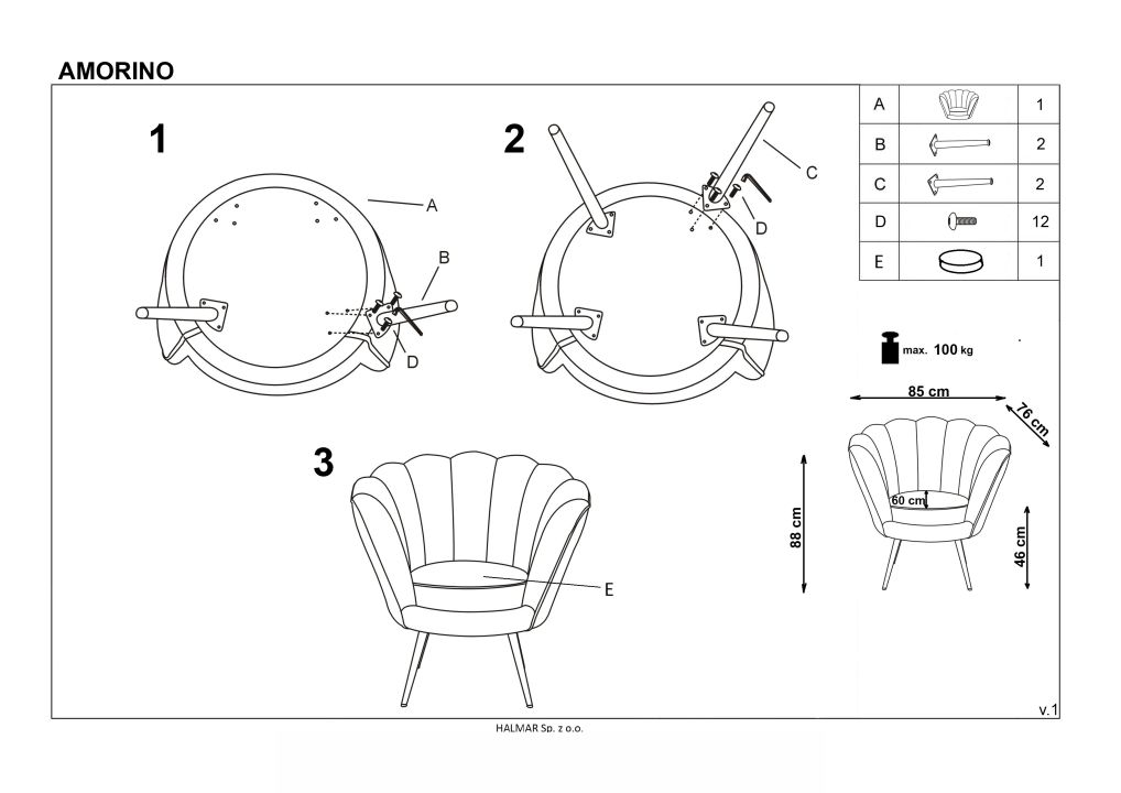 Instrukcja montażu fotela Amorino