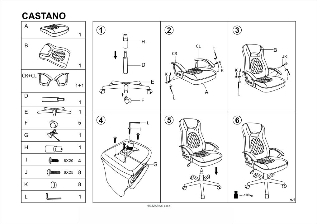 Instrukcja montażu fotela Castano