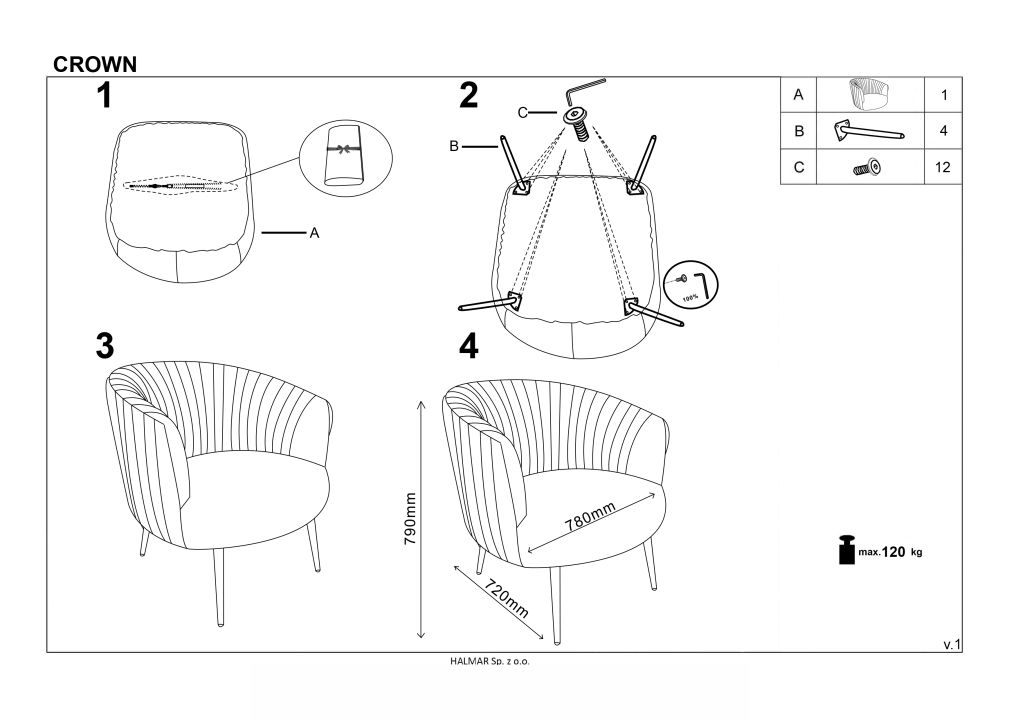 Instrukcja montażu fotela Crown