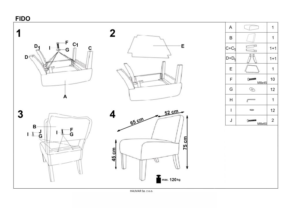 Instrukcja montażu fotela Fido