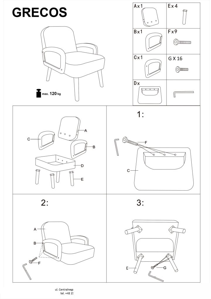 Instrukcja montażu fotela Grecos