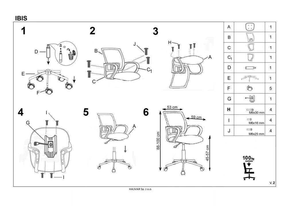 Instrukcja montażu fotela Ibis Freestyle