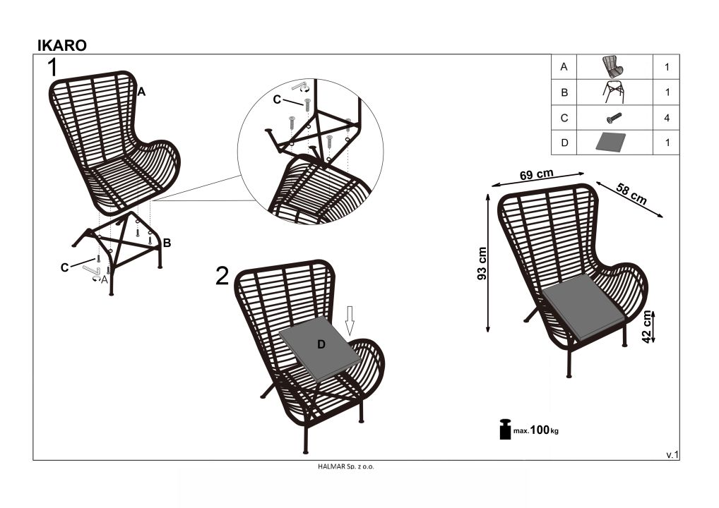 Instrukcja montażu fotela Ikaro