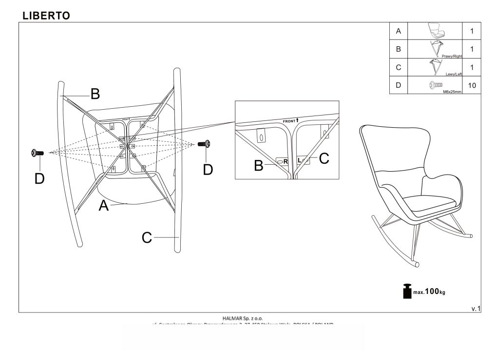 Instrukcja montażu fotela Liberto